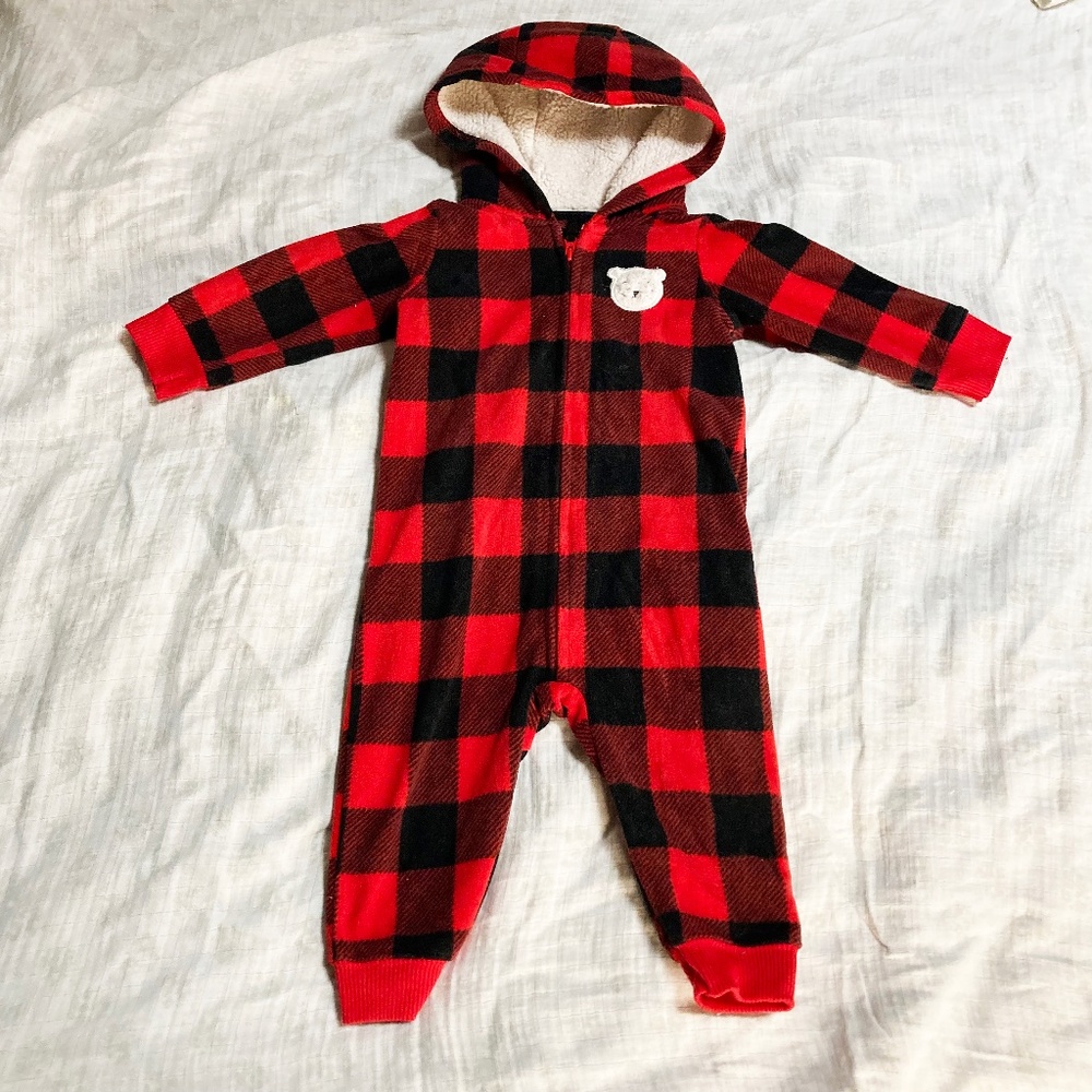 Carter's One Piece Red & Black Buffalo Plaid Sleeper